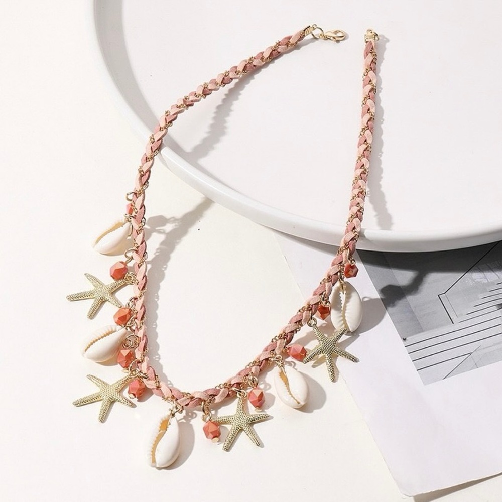 House of Harlow 1960 Shell Starfish Orange Gems Pink
Braided Charm Necklace NWT - Picture 3 of 4